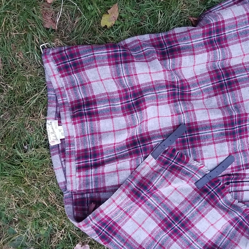 Vintage ARCHIE BROWN WOOL Tartan PlaidBlanket Skirt Kilt Sz 12 Bermuda